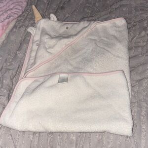 Cloud Island White and Pink Unicorn Hooded Towel